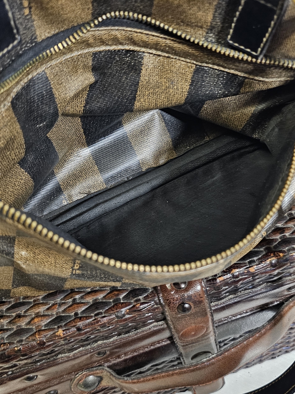 Fendi Pequin Check 2-Way Crossbody Bag With COA - Picture 12 of 16